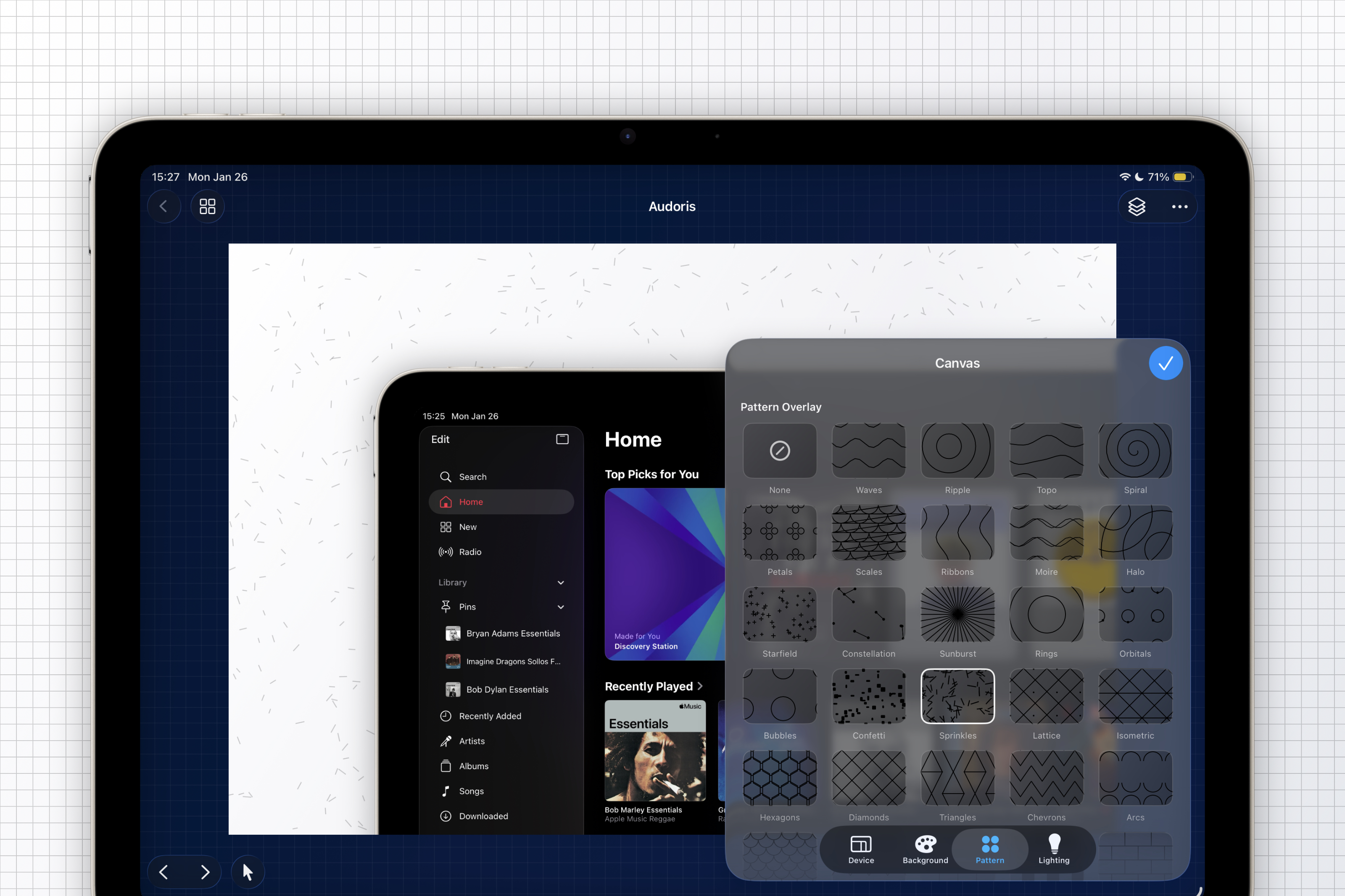 Canvas styling preview