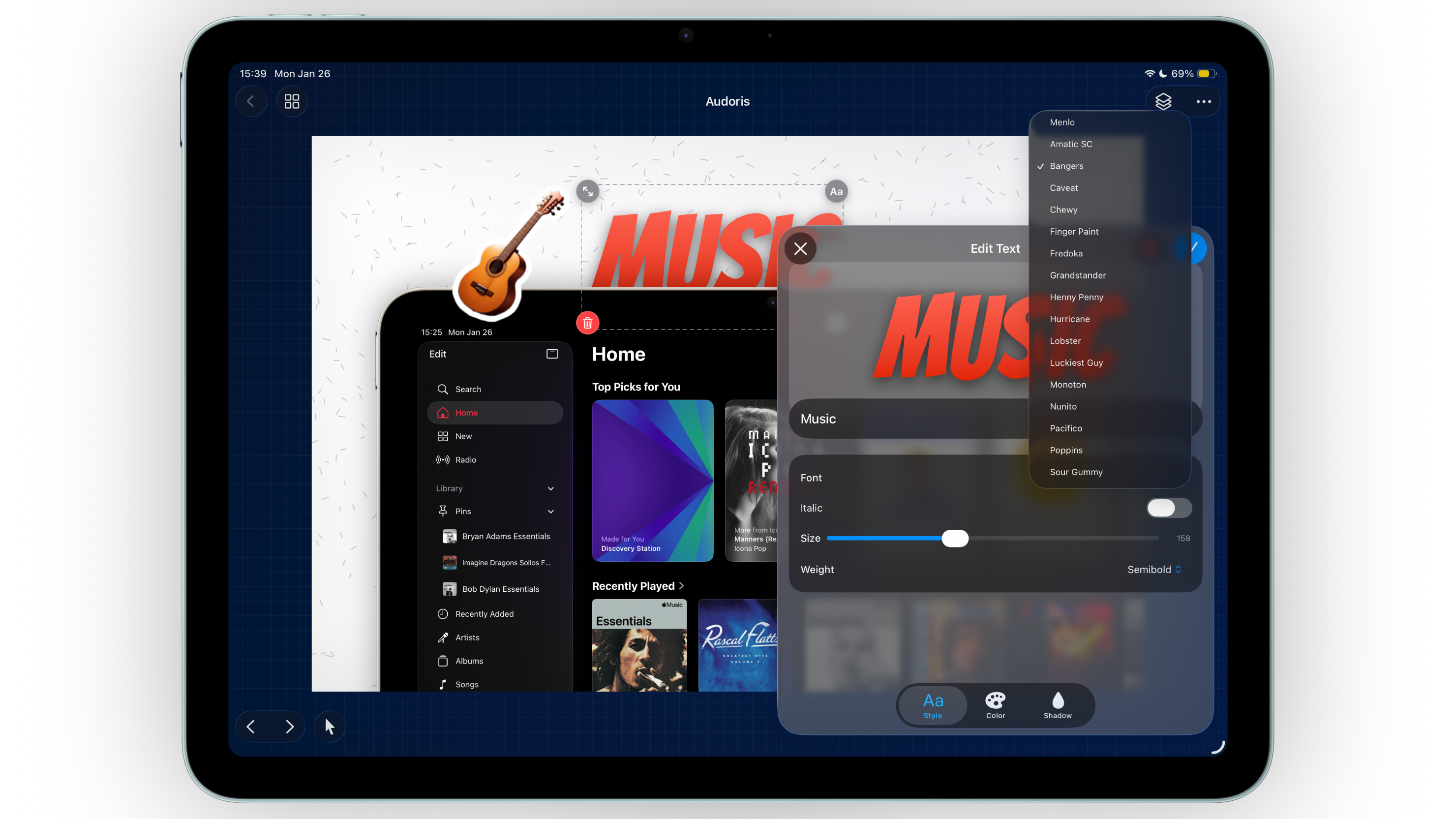 App screenshot typography editor