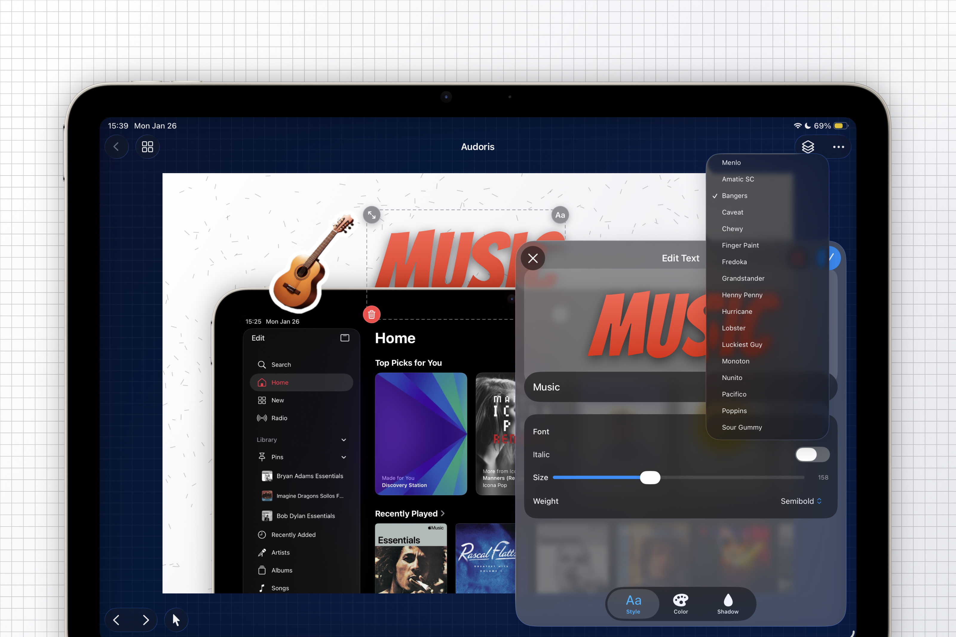 Typography controls preview